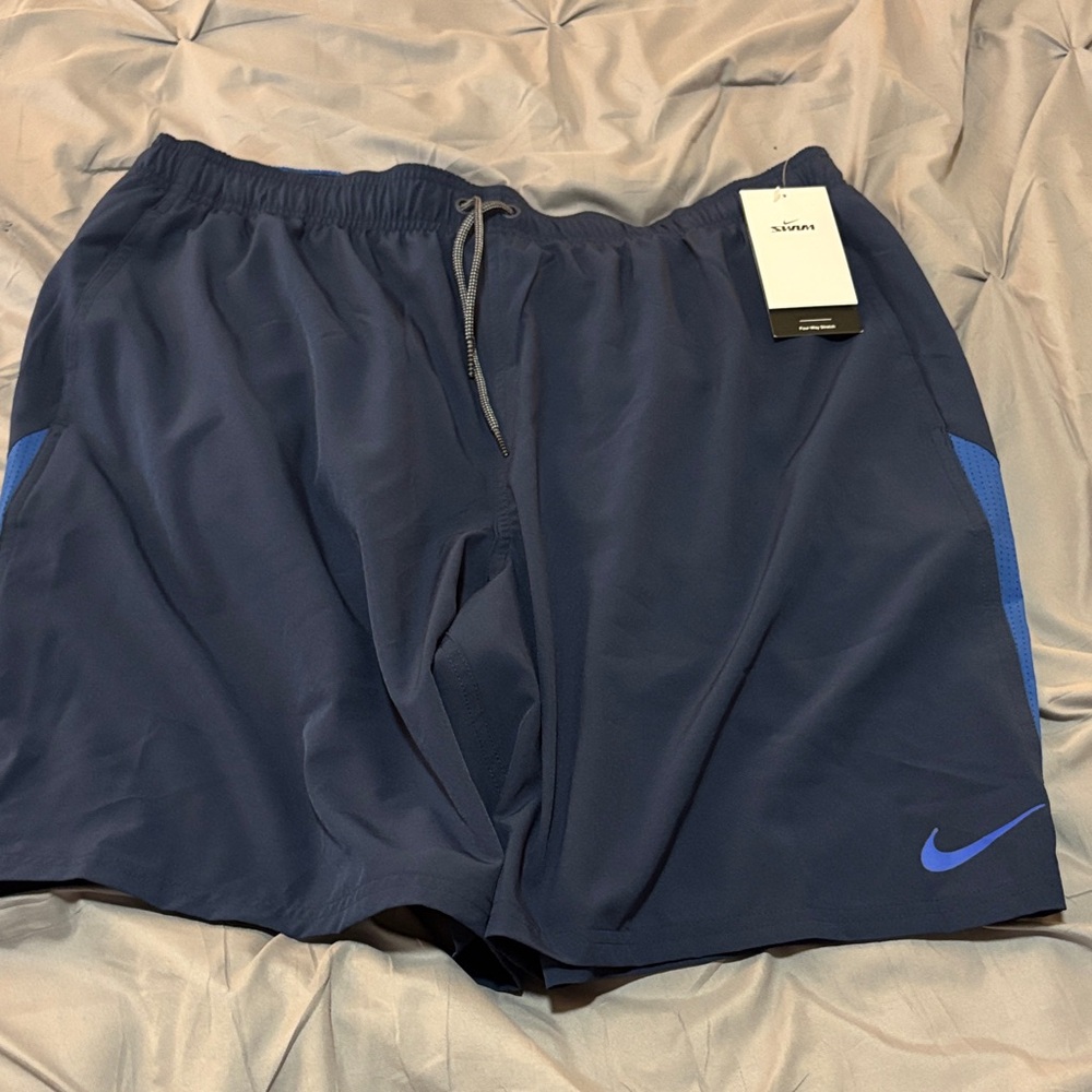 Nike Men’s Navy Athletic Swim Shorts with Royal Blue Accents